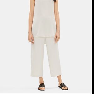Eileen Fisher System Silk Georgette crepe Crop Pant in Bone | Size PM